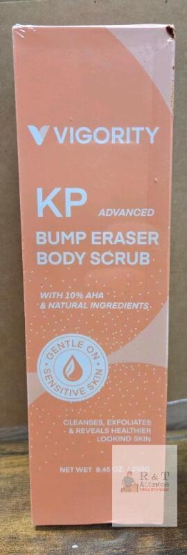 NEW Vigority KP Advanced Bump Eraser Body Scrub, 8.45 oz, 10% AHA, Sensitive Skin, Expires 2027