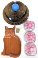 USB-C Cat Ball, Cardboard Tunnel, Wood Cat Tray, Hair Catchers, Catnip &ndash; Mixed Bundle