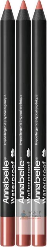 3 New ANNABELLE Waterproof Lipliners, [ Nude ] Ultra-Precise, Smooth & Silky Texture, Natural Finish, Long-Lasting, Transfer-Proof, Cruelty-Free, Vegan, Hypoallergenic, 1.2 g