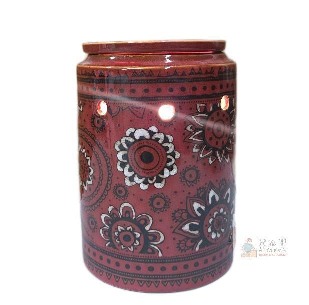Scentsy 29918 Electric Wax Warmer, 25W, Red Floral Ceramic, 120V, Inline Switch