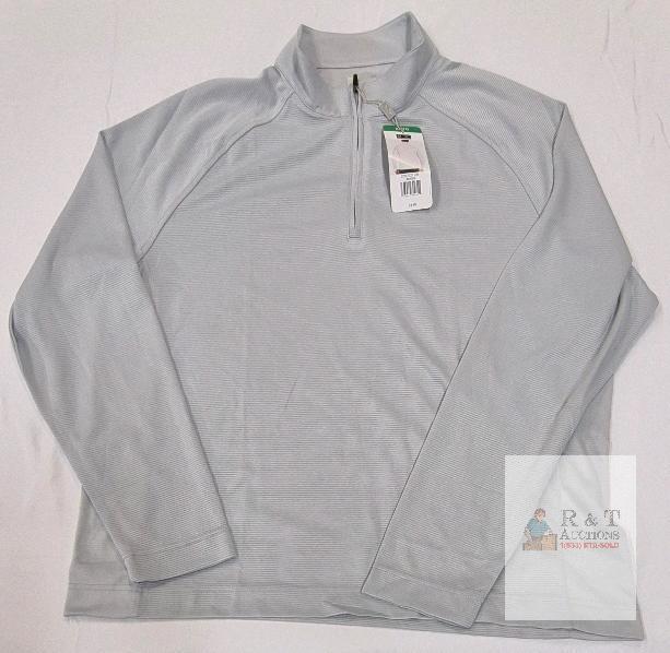 NEW Greg Norman XL Quarter-Zip Pullover, Light Grey, Long Sleeve, Performance Moisture-Wicking