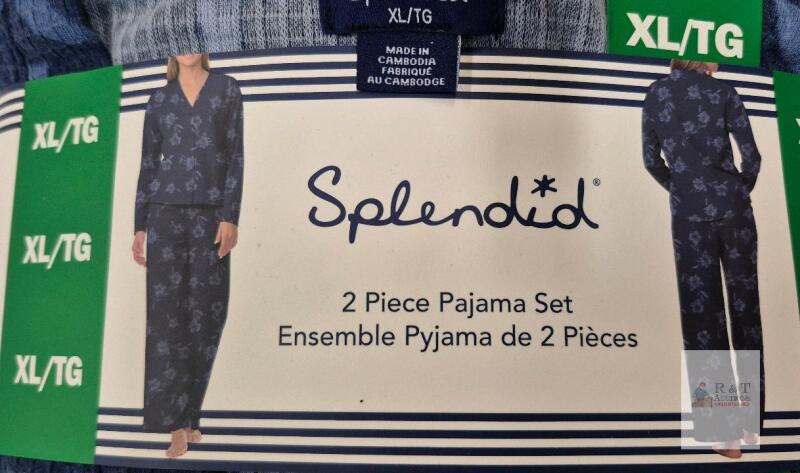 NEW Splendid XL 2-Piece Pajama Set, Floral Print, 100% Polyester, Women&rsquo;s, Blue,