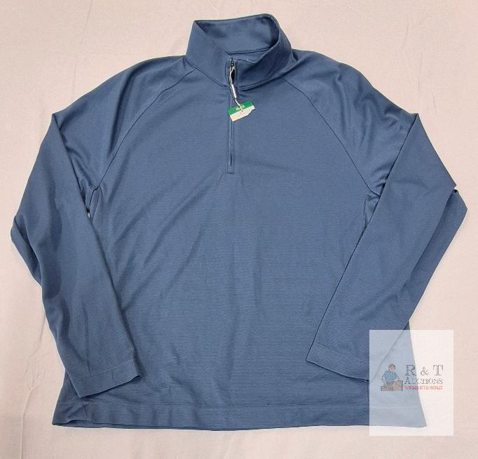 NEW Greg Norman XL 1/4 Zip Performance Pullover, Light Blue, Long Sleeve, Polyester, Made in Jordan