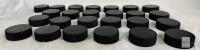 Lot of 25 Official Black Ice Hockey Pucks, Standard Size, Used, 3"x1", 6oz Each