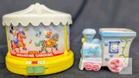 Disney Dreamtime Carousel Musical Night Light, 1980s-90s, Plays Music/Light, Italy, Bonus Train Planter