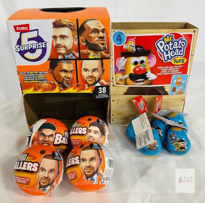 Collectible Blind Box Toys Lot Zuru 5 Surprise NBA Ballers Lot of 4 Capsules 2023 & Mr. Potato Head Tots 2020 w/ Boxes