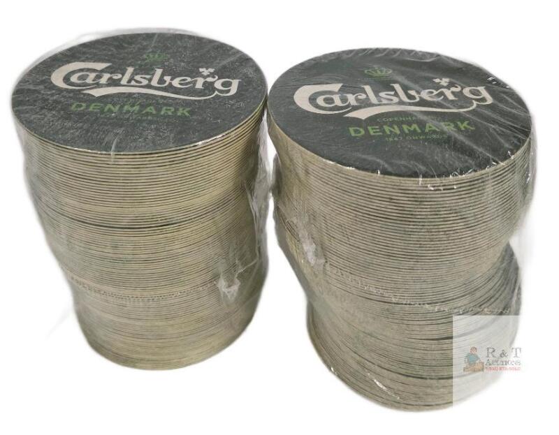 Carlsberg Denmark Beer Coasters &ndash; 200 New Circular Absorbent Board, "Scale of Betterment" Design