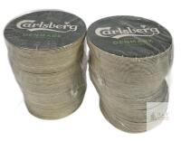 Carlsberg Denmark Beer Coasters &ndash; 200 New Circular Absorbent Board, "Scale of Betterment" Design