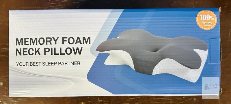 Memory Foam Neck Pillow Ergonomic Orthopedic Contour, Cervical Support, Machine Washable Cover
