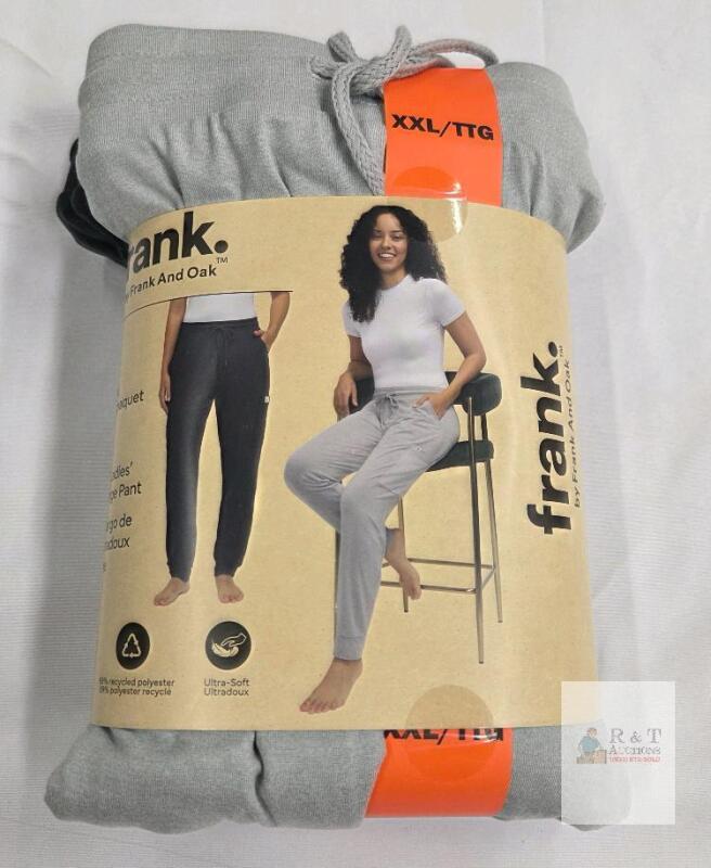 NEW Frank And Oak Ultra-Soft Cargo Lounge Pants 2-Pack, XXL, 39-41" Waist, Black & Grey