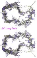2 NEW Artificial Purple Baby's Breath Floral Garlands, 64" Each, Flexible Stems, Home Wedding Decor