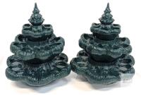 NEW Stacking Ceramic Christmas Tree Deviled Egg Servers, Set of 2, 11" Tall, 52 Egg Capacity, Green