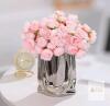 New Esdallina 10pcs Artificial Mini Pink Cabbage Roses with Vase