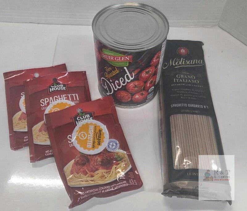 La Molisana Whole Wheat Spaghetti, Muir Glen Diced Tomatoes, Club House Sauce Mix 3-Pack, Exp 2025&ndash;2026