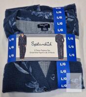 NEW Splendid 2 Piece Pajama Set - Large, Blue Floral, 100% Polyester, Button-Front Top, New
