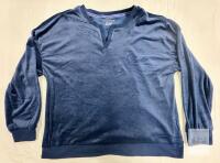 NEW Nautica XXL Navy Blue Velour Pullover Sweatshirt &ndash; Men&rsquo;s Long Sleeve Crewneck, Made in Cambodia