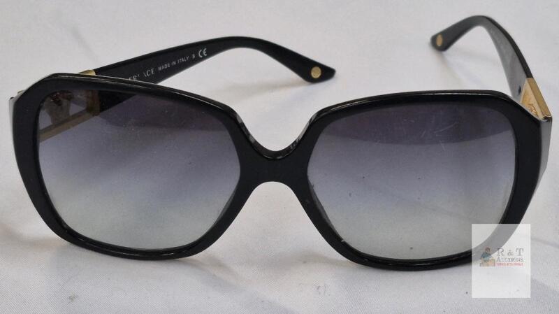 Versace 4242-B Sunglasses Black/Gold Medusa, 57mm, Italy, Serial BV9227054, Grey Gradient Lens