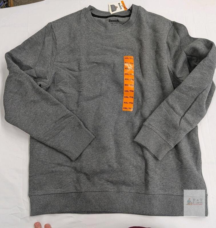Bench XXL Heather Grey Crew Neck Sweatshirt, Classic Fit, Cotton Blend, New with Tags