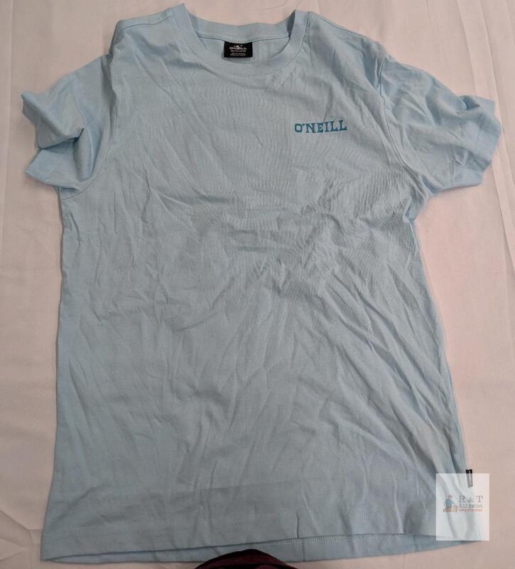 NEW O'Neill XXL Light Blue Graphic T-shirt, Pelican Surf Co Back Print, Crew Neck, Cambodia Made