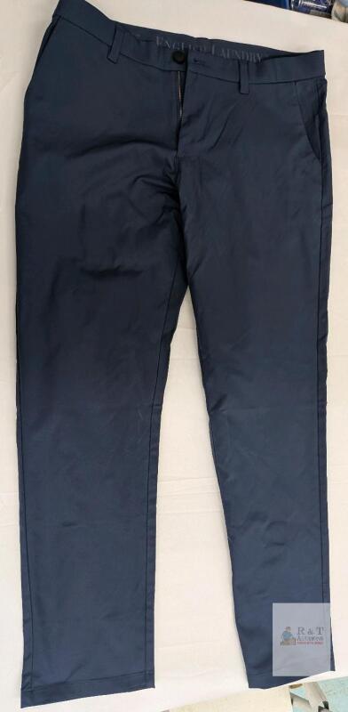 NEW English Laundry Navy Dress Pants 34x32, 100% Polyester, Zip Fly, 4 Pockets, RN# 121096