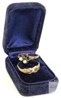 Antique presumed 10K Gold Ladies' Rings , Opal & Star Engraved, Sizes 7.25 & 8.75, Ornate Design