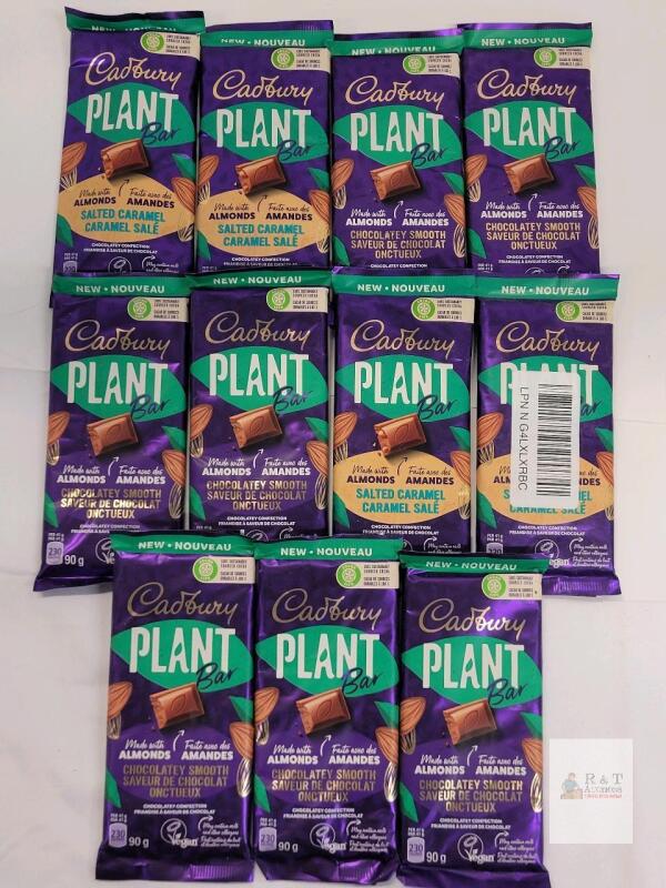 EXP 2025 Cadbury Plant Bar Vegan Chocolate Bundle, 11 x 90g, Chocolatey Smooth & Salted Caramel,
