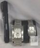 Swiss Time Rectangular Quartz Stainless Steel Matching His & Hers Watches, Date Display, Analog - 3