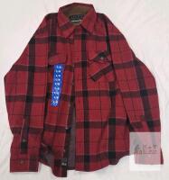NEW JACHS New York Red & Black Plaid Flannel Shirt Jacket Large Corduroy Lined Collar