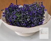 NEW Plastic footed bowl with Artificial String of Pearls Hanging Garland, Purple Floral, 6 ft, Plastic, New
