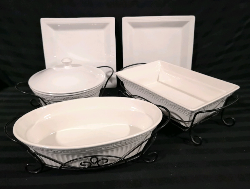 5 Serving Dishes with Holding Racks by Certified International Karidesign
