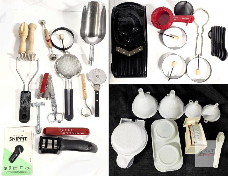 Vintage Kitchen lot including Edlund #2 Manual Can Opener Red Handle, Commercial-Grade, Made in USA