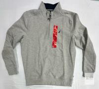 NEW Nautica Grey Quarter-Zip Pullover Sweater, Medium, Embroidered Logo, Long Sleeve