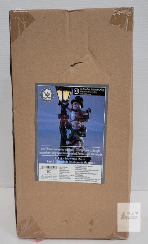 NEW VP Home Snowman Trio Solar LED Garden Light, 14.5in, Polyresin, Holiday Outdoor Decor, UPC 810003589219