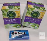 2 Boxes Traditional Medicinals Smooth Move Senna Peppermint Tea + Trident Peppermint Gum