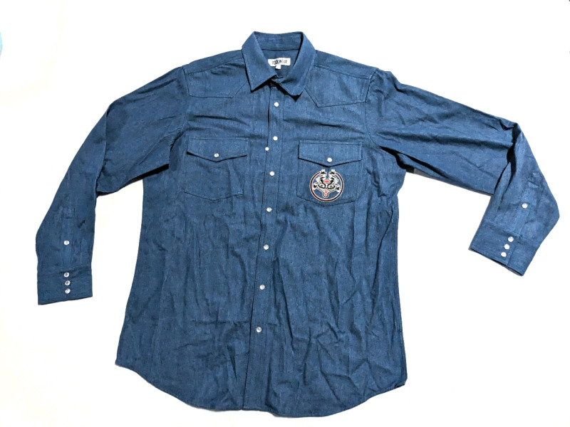 New TOAD ROCK: Rock Wear Long Sleeve Denim Button-Up Shirt (Size Large)