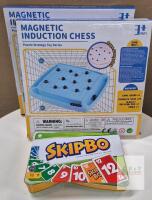 Skip-Bo Card Game in Tin, 2-6 Players, 162 Cards + Magnetic Induction Chess Puzzle Board Game, Ages 3+