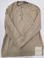 NEW Banana Republic Men's Large Beige Waffle-Knit Long Sleeve Henley Shirt 3-Button Cambodia