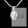 New GLD | Jason Mask Pendant 14k White Gold Plated w CZ Stones | 23mm x 36mm | Retails for $137!