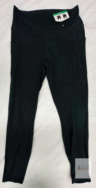 NEW Fabletics XL Black High-Waisted Full-Length Leggings with Pockets, Made in Cambodia