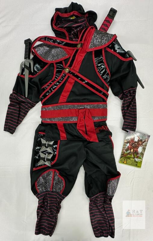NEW Adventure Factory Ninja Costume Set Kids Size 5-6 w/ Hood, Belt & Toy Weapons (Unisex, 3+)