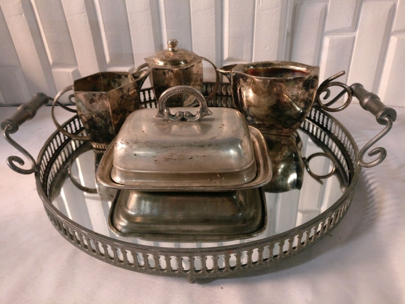 Silver Plate Lot - Serving Tray & 4 Dishes