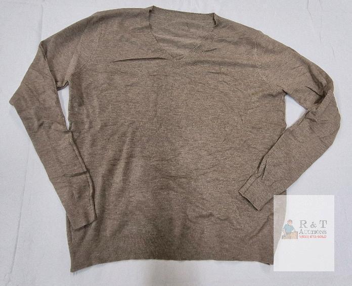 NEW XXL V-Neck Pullover Sweater, Long Sleeve, Light Brown, Men's