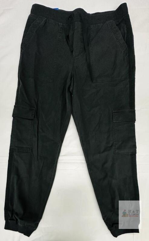NEW Splendid Black Cargo Jogger Pants, Women's Size Large, Elastic Waist, 6 Pockets,