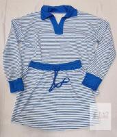 NEW Blue Striped Long Sleeve Pajama Set, Medium, Elastic Waist Shorts, Drawstring