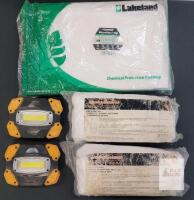 Lakeland MicroMax NS XL Coverall, 2 BodyGuard SMS Coveralls, 2 Farpoint LED 500 Lumen Work Lights