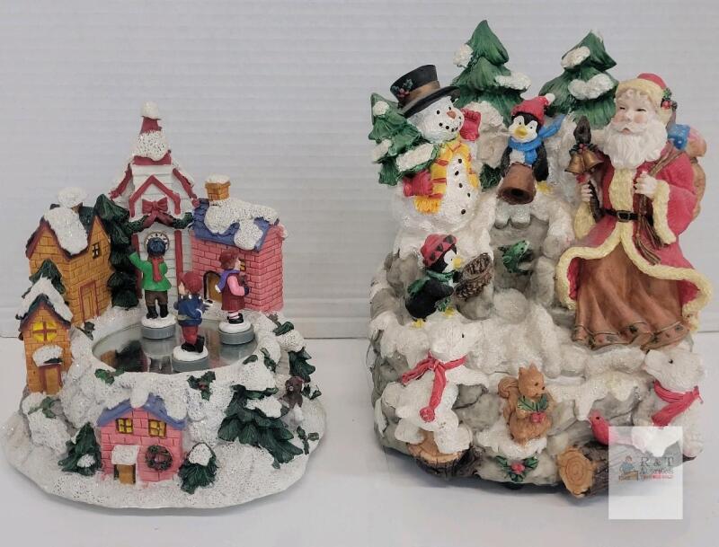 Battery-Operated Animated Christmas Village & Santa Figurines, Musical, Resin, 8" Height, China
