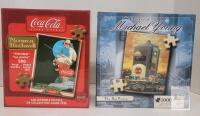 Coca-Cola Norman Rockwell 500pc and Michael Young 1000pc Collectible Puzzles Sealed