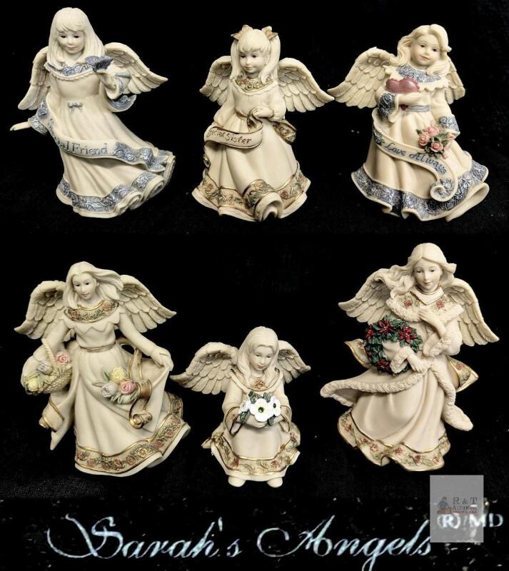 Sarah's Angels Collectible Resin Figurines Lot, 6 pc, 2005, Hand-Painted, 5.5" Tall, Munzing/Sanford