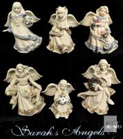 Sarah's Angels Collectible Resin Figurines Lot, 6 pc, 2005, Hand-Painted, 5.5" Tall, Munzing/Sanford