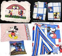 Disney Mickey Mouse Bedding LOT | Duvet Cover, Curtains, Pillowcases, Vintage 60"x90" Reversible